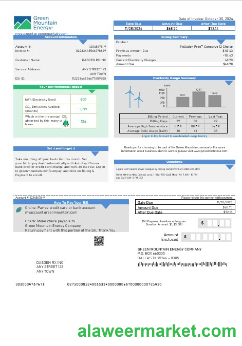 USA Green Mountain Energy business utility bill template in Word and PDF formats